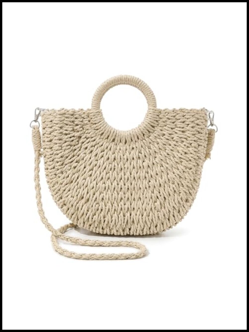 Straw Beach Bag Woven Crossbody Boho Purse Tote Handmade